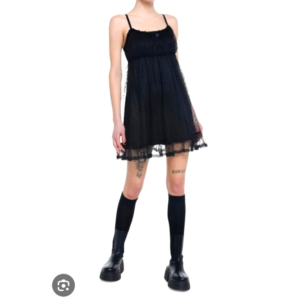 Thorn & Fable Hot Topic Women Black Empire Waist Slip Strappy Dress Size Small